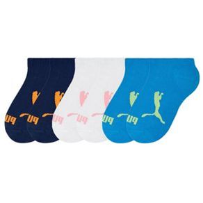 Meia Infantil Puma Algodão Cano Curto Azul - Kit 3 idades Azul - 25/28