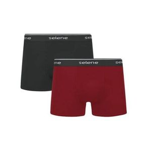 Cueca Boxer Selene Algodão Preto/Vermelho - Kit 2 unidades Preto/Vermelho - M