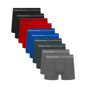 Kit 10 Cuecas Altomax Boxer Microfibra Lisa Sem Costura Sortido Sortido - P