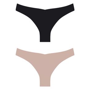Kit 2 Calcinhas Trifil Biquini Invisível 5460 Preto/Macadamia Preto/Macadamia - P