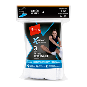 Kit 3 Pares Meias Hanes Sapatilha Algodão Esportiva 5190 Branco 37/44 Branco - 37/44