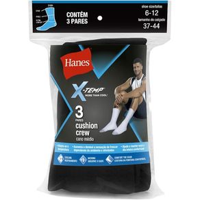 Kit 3 Meias Hanes Cano Longo Algodão 5184 Preto Preto - 37/44
