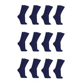 Kit 12 pares de Meias Social de Poliamida Cano Médio S1 Azul Azul - 38/44