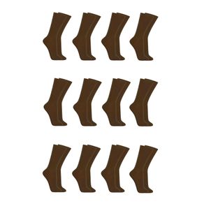 Kit 12 pares de Meias Social de Poliamida Cano Médio S1 Marrom Marrom - 38/44