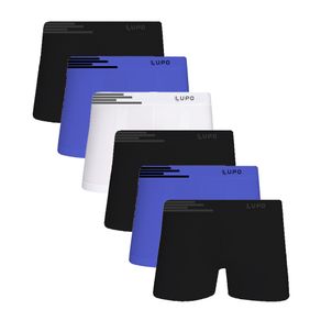 Kit 6 Cuecas Boxer Microfibra Lupo 436 Sortido Sortido - P