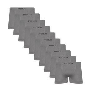 Kit 10 Cuecas Boxer Polo Star Microfibra Cinza Cinza - P