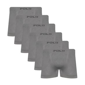 Kit 6 Cuecas Boxer Polo Star Microfibra Cinza Cinza - P