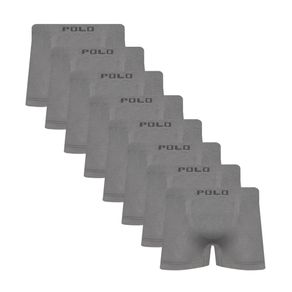 Kit 8 Cuecas Boxer Polo Star Microfibra Cinza Cinza - P