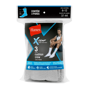 Kit 3 Meias Cano Médio Hanes Algodão 5184 Cinza 37 A 44 Cinza - 37/44