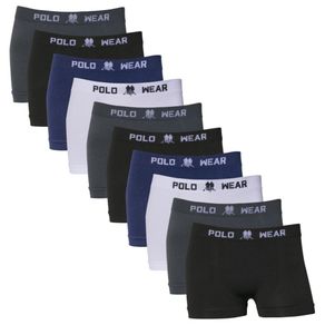 Kit 10 Cuecas Boxer Infantil Polo Wear Microfibra Sem Costura Sortido Sortido - M