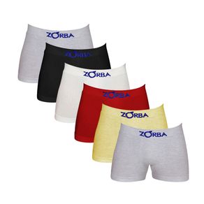 Kit 6 Cuecas Zorba Infantil Boxer sem Costura Algodão 678 Sortido Sortido - P