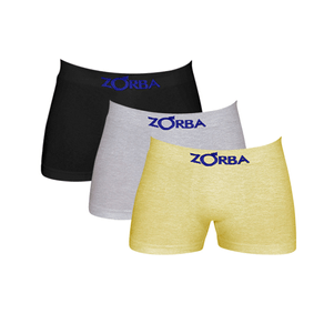 Kit 3 Cuecas Zorba Infantil Boxer sem Costura Algodão 678 Sortido Sortido - P