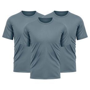 Kit 3 Camisetas Dry Fit Masculina Básica Cinza Cinza - P