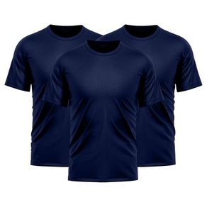 Kit 3 Camisetas Dry Fit Masculina Básica Azul Marinho Azul Marinho - P