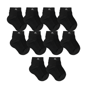 Kit 10 Pares Meia Infantil Baby Up Algodão Cano Médio Preto Preto - RN