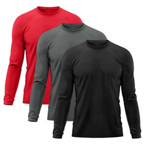 Kit 3 Camisetas Manga Longa Masculina Básica Proteção UV Sortido 2 Sortido 2 - P