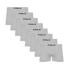 Kit 8 Cuecas Boxer Polo Star Microfibra Branco Branco - P