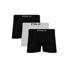 Kit 3 Cuecas Boxer Polo Star Microfibra Branco e Preto Branco e Preto - P