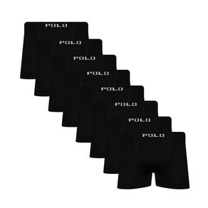 Kit 8 Cuecas Boxer Polo Star Microfibra Preto Preto - P