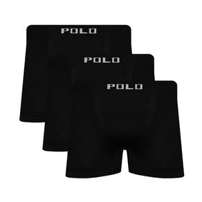 Kit 3 Cuecas Boxer Polo Star Microfibra Preto Preto - P