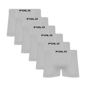 Kit 6 Cuecas Boxer Polo Star Microfibra Branco Branco - P