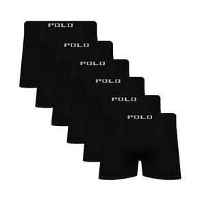 Kit 6 Cuecas Boxer Polo Star Microfibra Preto Preto - P