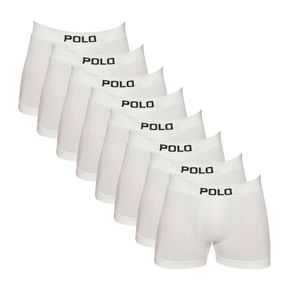 Kit 8 Cuecas Boxer Polo Star Algodão Branco Branco - P