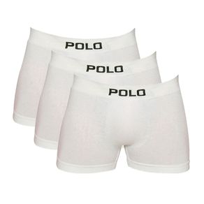 Kit 3 Cuecas Boxer Polo Star Algodão Branco Branco - P