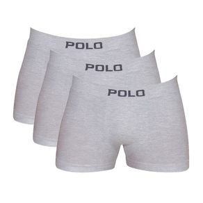 Kit 3 Cuecas Boxer Polo Star Algodão Cinza Cinza - P