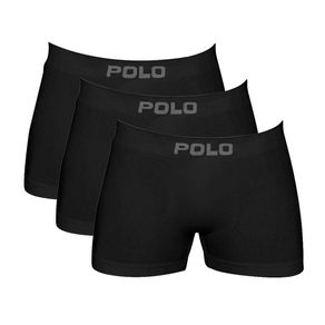 Kit 3 Cuecas Boxer Polo Star Algodão Preto Preto - P