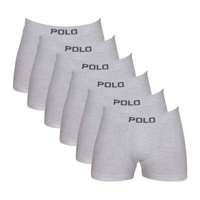 Kit 6 Cuecas Boxer Polo Star Algodão Cinza Cinza - P