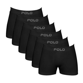 Kit 6 Cuecas Boxer Polo Star Algodão Preto Preto - P
