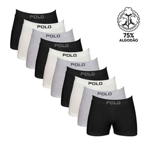 Kit 10 Cuecas Boxer Polo Star Algodão Sortido Sortido - P