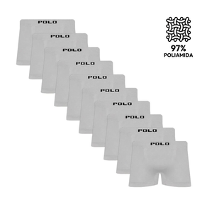 Kit 10 Cuecas Boxer Polo Star Microfibra Branca Branco - P