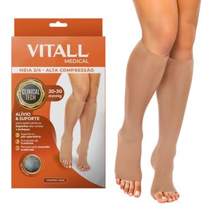 Meia 3/4 Vitall Medical 1881 Sem Ponteira Alta Compressão Mel Mel - P