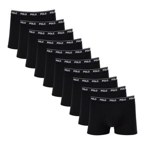 Kit 10 Cuecas Boxer Polo Star Cotton Preto Preto - P